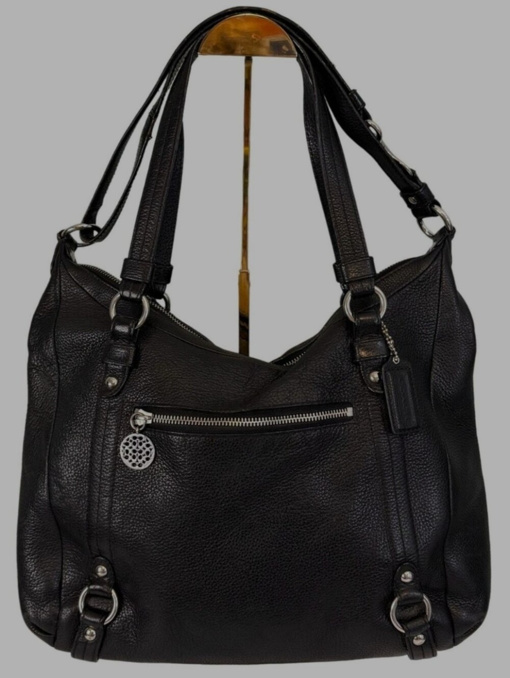 Coach Alexandra Leather Shoulder Bag Black Convertable Satchel F17566 Euc!